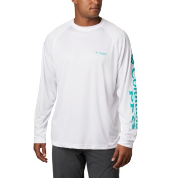 Columbia Muške Majice S Kapuljačom - PFG Terminal Tackle Long Sleeve Big Bijele Svijetlo Tirkizne |